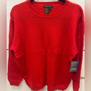 NWT 90’s Red Maxine Marsh Vintage Hand-loomed Crew Neck Soft ladies Sweater QVC